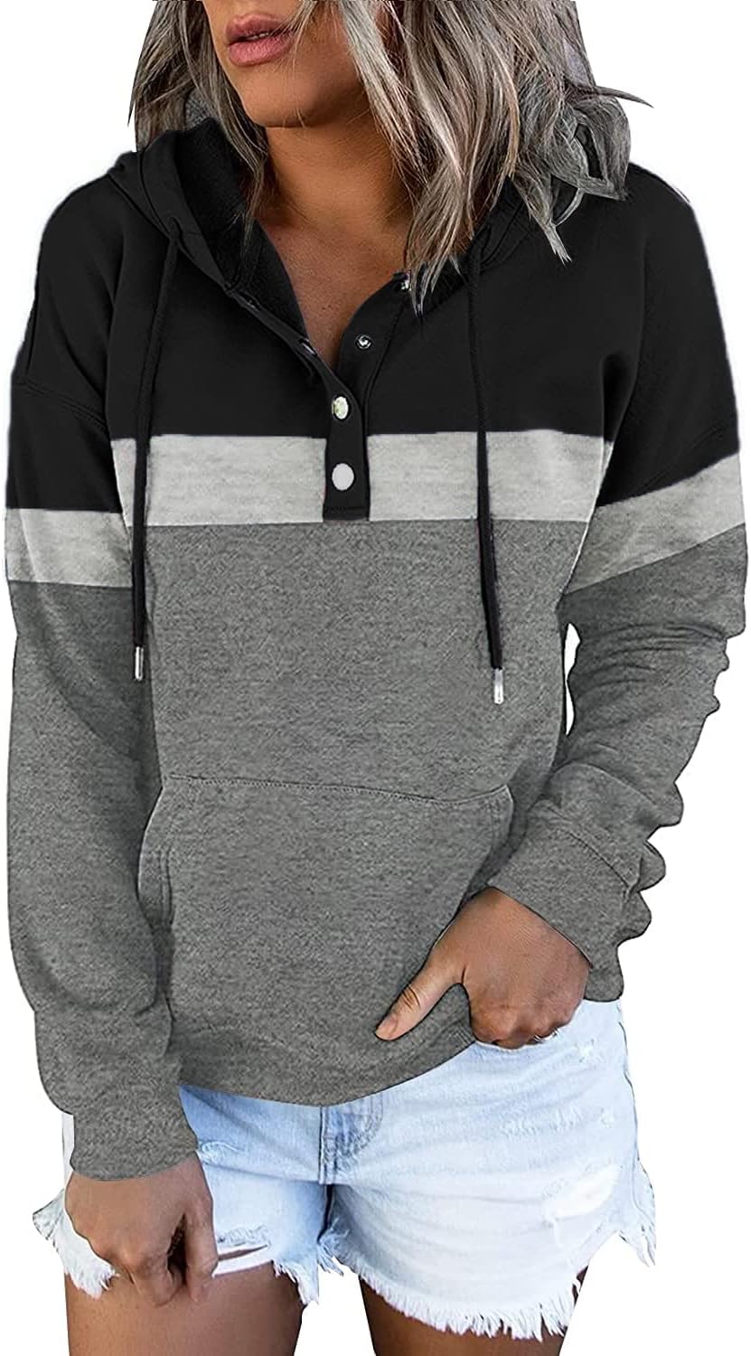 VIEACTIVEWEAR Hoodie for Women Tie Dye Sweatshirt Button Down Tops Casual Long Sleeve Oversize Pullover