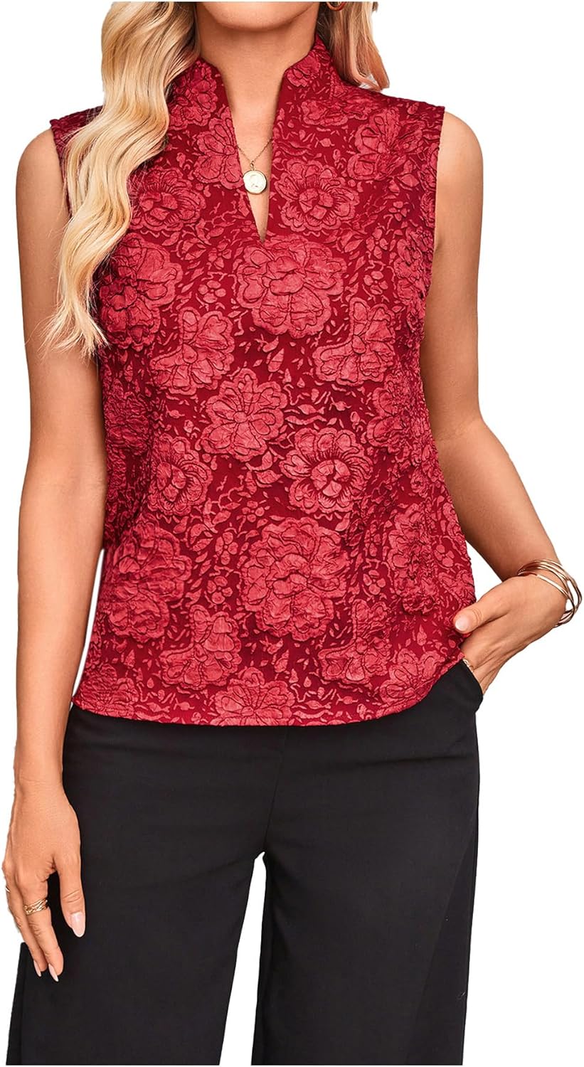 SOLY HUX Women's Work Outfits V Neck Sleeveless Blouses Summer Casual Tank Tops Business Office Dressy Striped Shirts