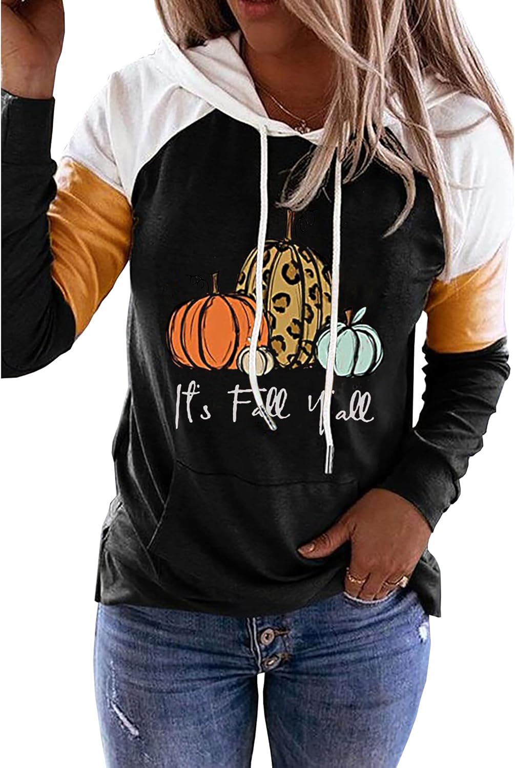 Susongeth It's Fall Y'all Hoodie for Women Thanksgiving Pumpkin Long Sleeve Shirt Fall Pullover Top