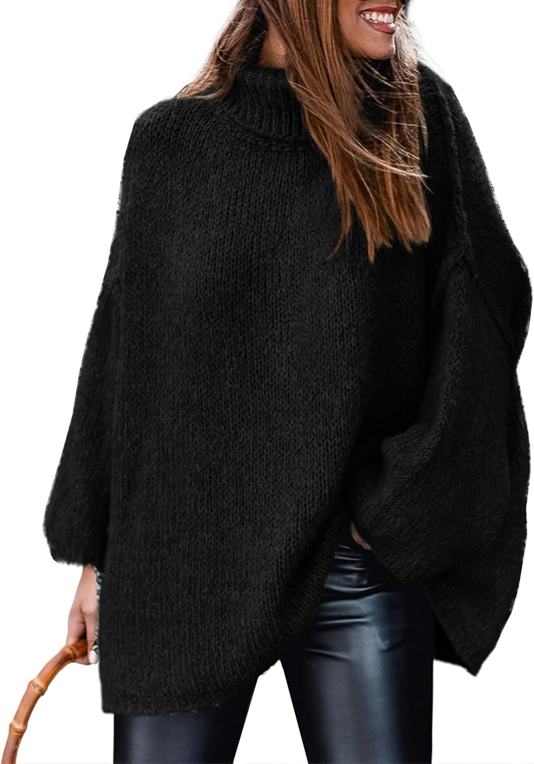 PRETTYGARDEN Women's 2025 Fall Turtleneck Oversized Sweaters Long Sleeve Chunky Knit Pullover Tops Winter Fashion Clothes