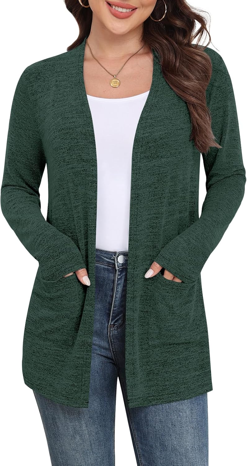 Yincro Womens Lightweight Cardigan Long Sleeve Open Front Casual Sweater Cardigans with Pockets