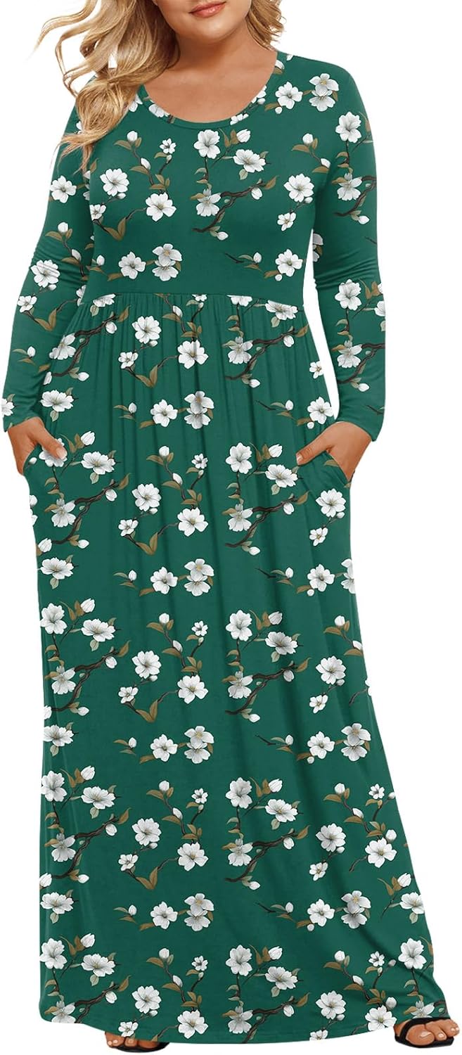 LONGYUAN Women's Plus Size Maxi Dresses for Curvy Women Casual Long Dress XL-6XL