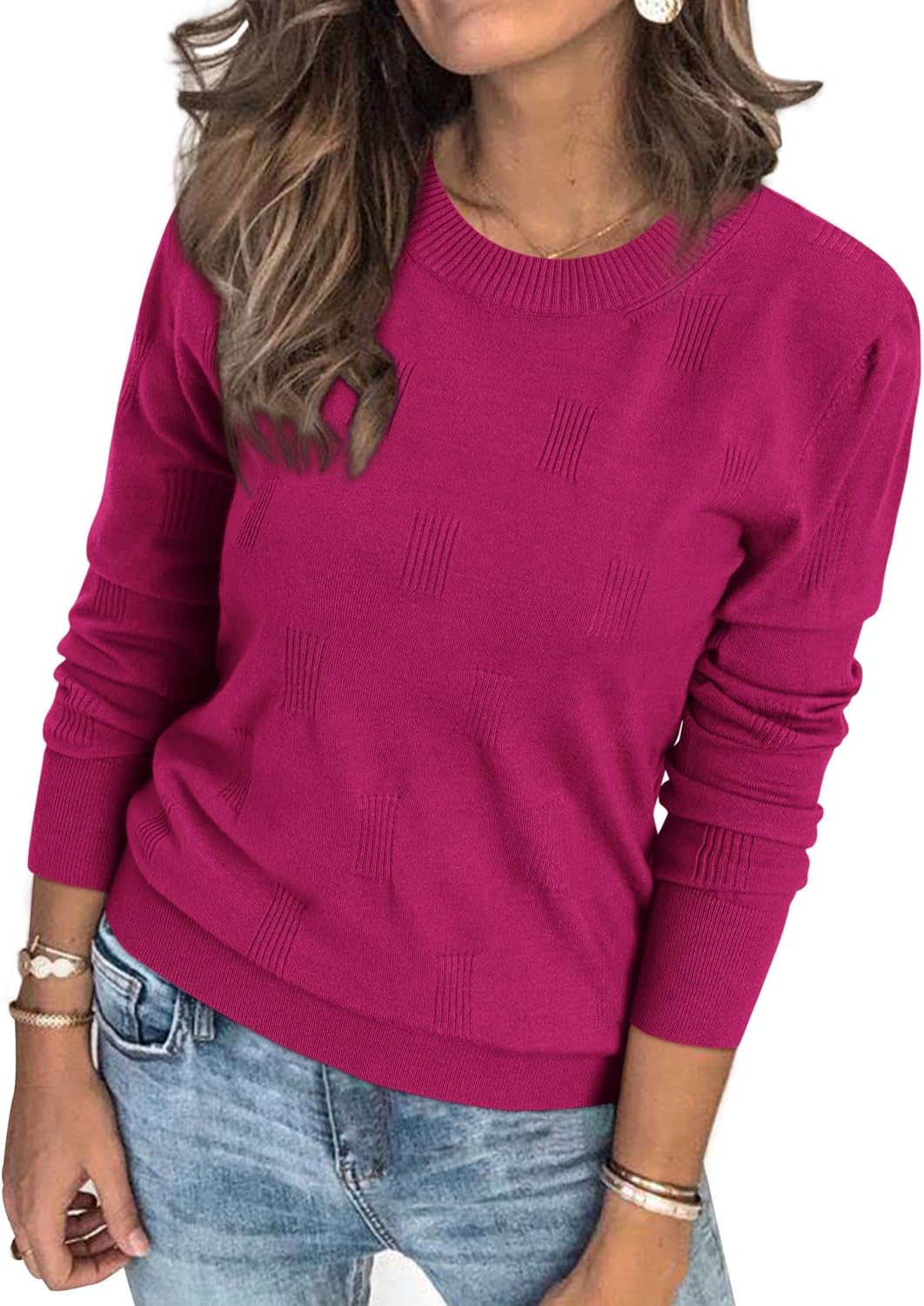 Arach&Cloz Women's Soft Knit Sweater Fall Dressy Casual Pullover Tops