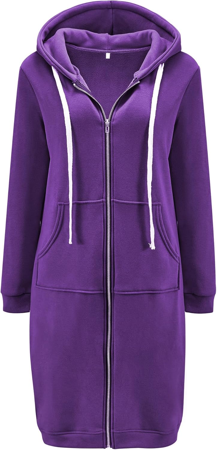 DUOYANGJIASHA Womens Hoodies 2025 Zip Up Sweatshirts Oversized Fashion Long Hooded Fall Winter Fleece Jackets with Pockets