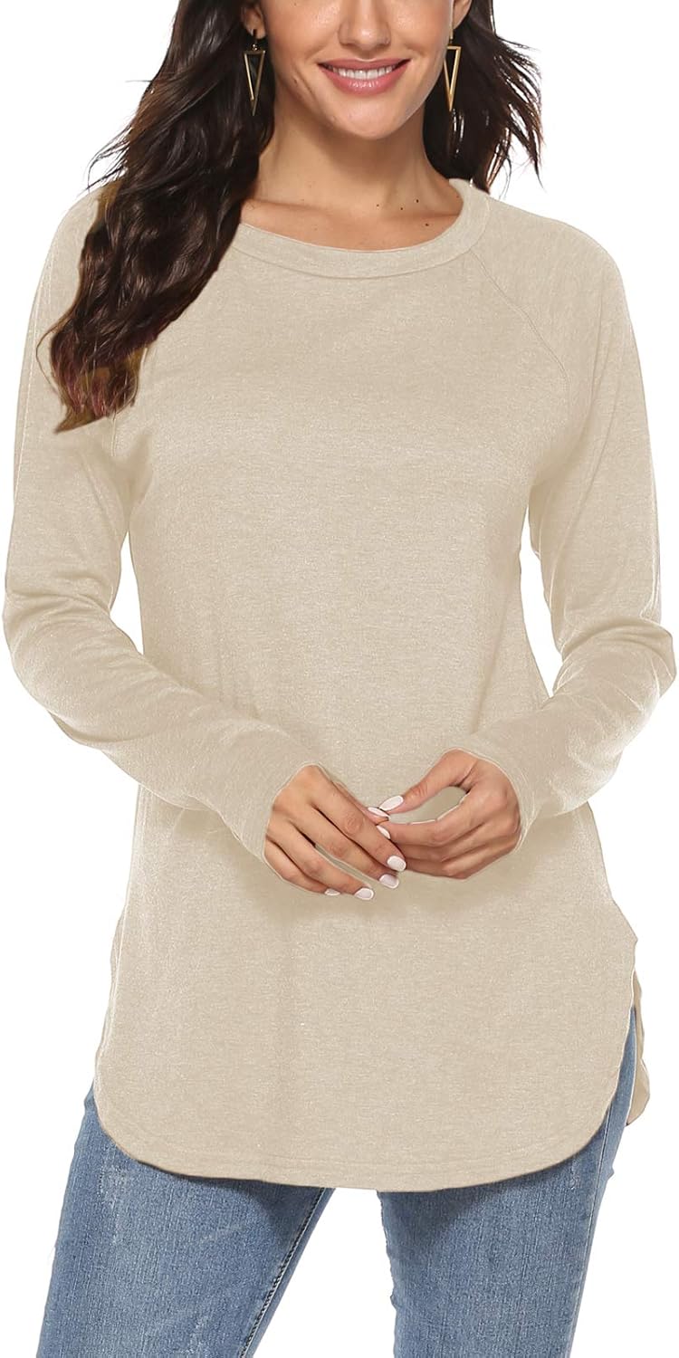 Newchoice Women's Casual Batwing Long Sleeve T Shirt Round Neck Basic Loose Tunic Tops