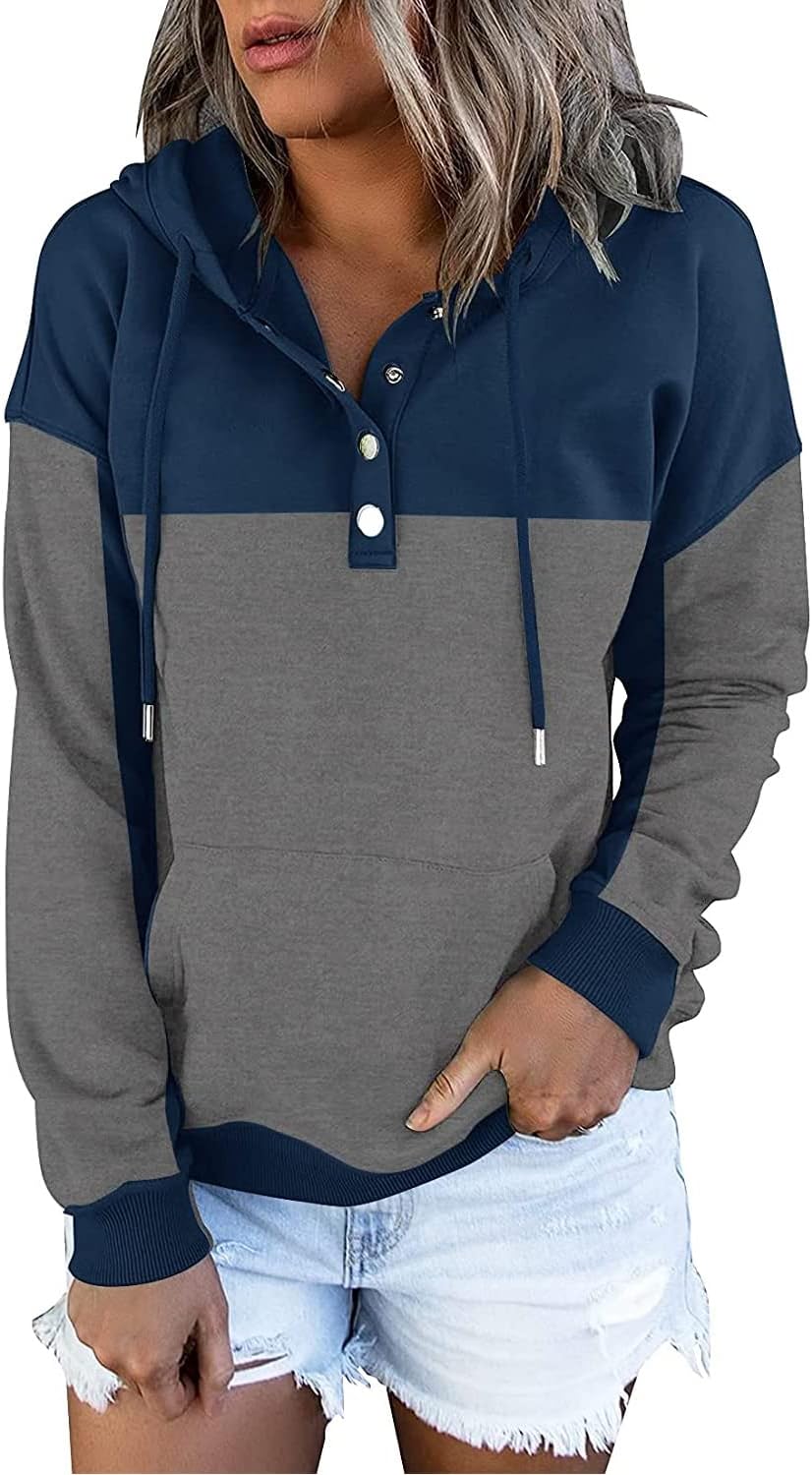 VIEACTIVEWEAR Hoodie for Women Tie Dye Sweatshirt Button Down Tops Casual Long Sleeve Oversize Pullover