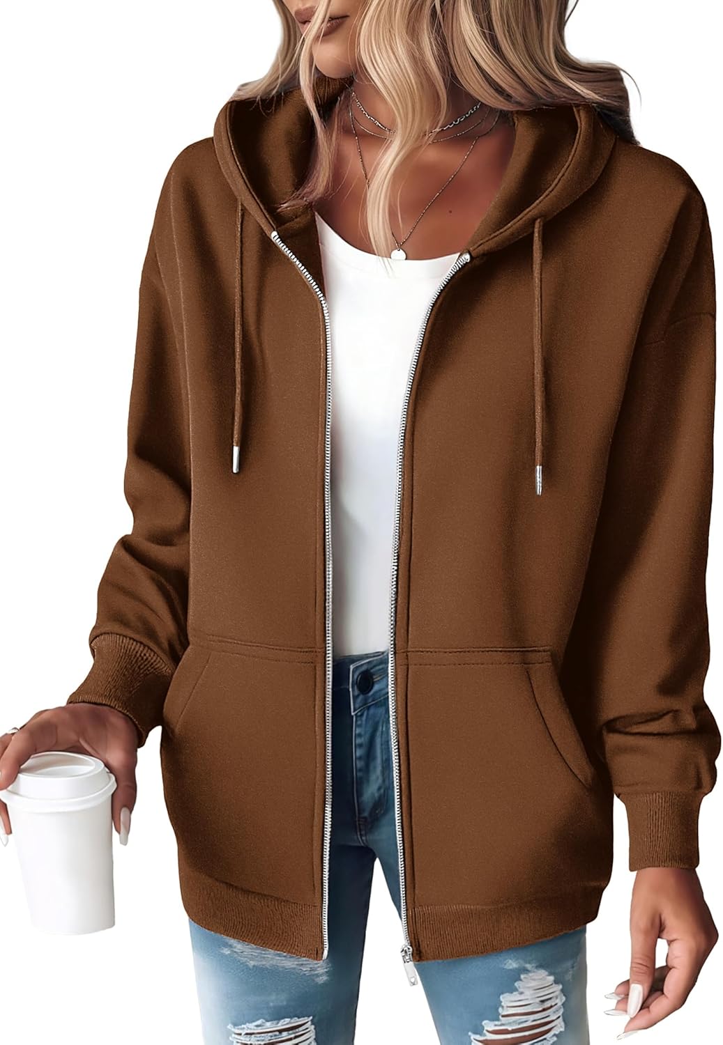 Zeagoo Hoodies For Women Zip Up Hoodie Oversized Sweatshirt Fleece Jackets Fall Winter Coats 2025 Fashion