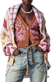 Women Cardigan Sweater Shawl Collar Button Down Oversized Sweaters Boho Fall Coat