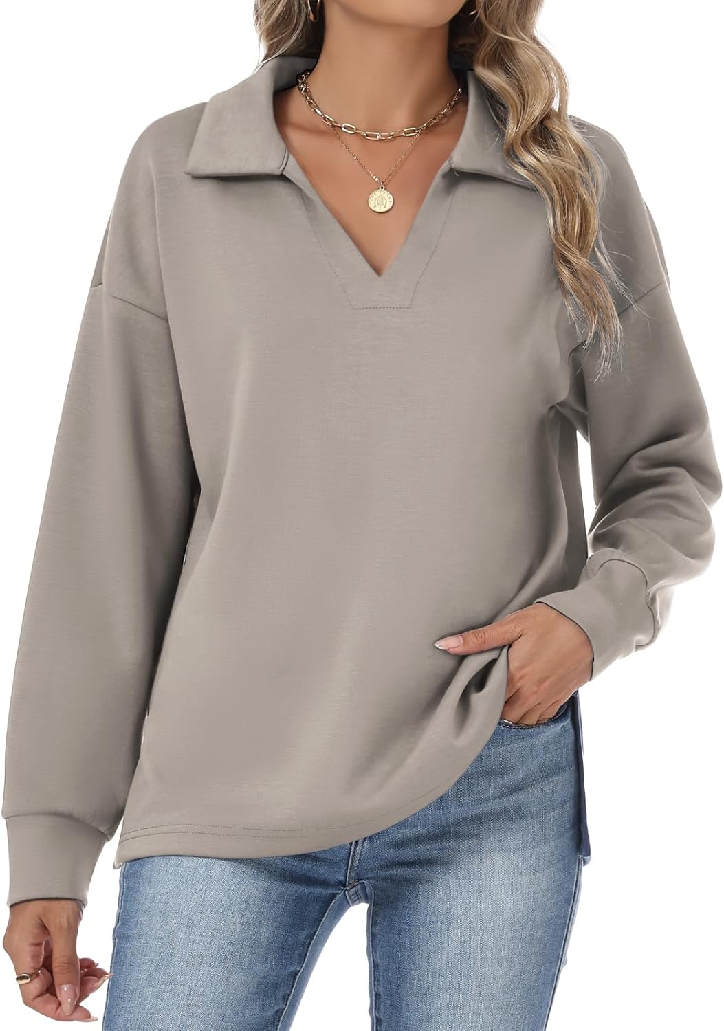 Womens Sweatshirts Airlayer Tunic Tops Long Sleeve Hoodies V Neck Loose Pullover Sweaters 2025 Fall Fashion Outfits