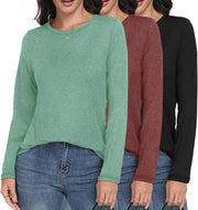 GAYHAY 3 Pack Long Sleeve Shirts for Women - Loose Fit Crew Neck Basic Tees Fall Tops Outfits Casual Clothes 2025