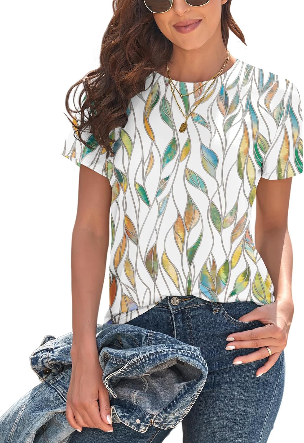 KevaMolly Basic T Shirts for Women UPF 50+ Short Sleeve Casual Summer Tops Trendy Solid Loose Fit Tshirt