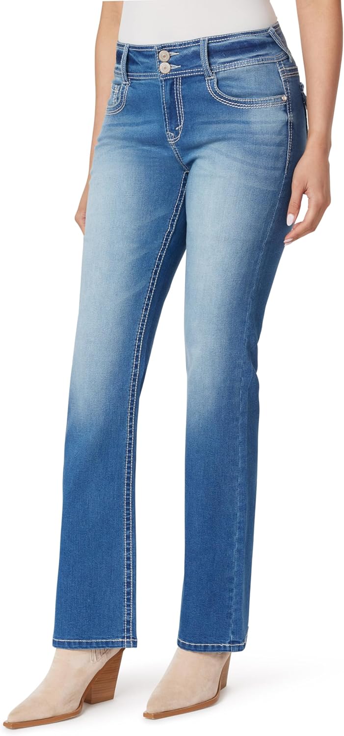 WallFlower Luscious Curvy Bootcut Jeans for Women, Mid-Rise Insta Stretch Denim, Size-Inclusive Juniors Jeans, Sizes 0 to 24