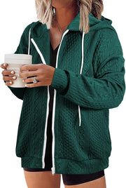 Eytino Womens Plus Size Hoodies Sweatshirt Long Sleeve Zip Up Drawstring Jacket Coat Outwear with Pocket(1X-5X)