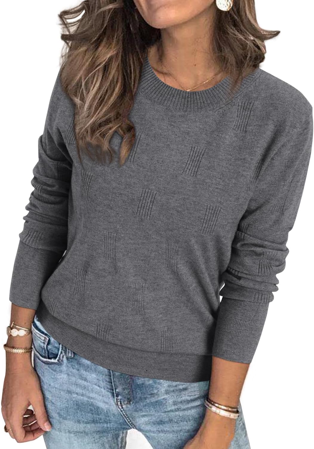 Arach&Cloz Women's Soft Knit Sweater Fall Dressy Casual Pullover Tops