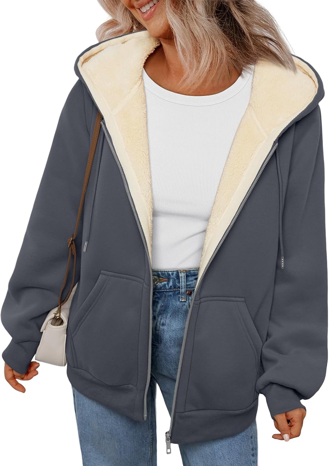 Trendy Queen Zip Up Hoodies for Women Fleece Lined Jackets Winter Coats Long Sleeve Sweatshirts Pullover Fall Clothes