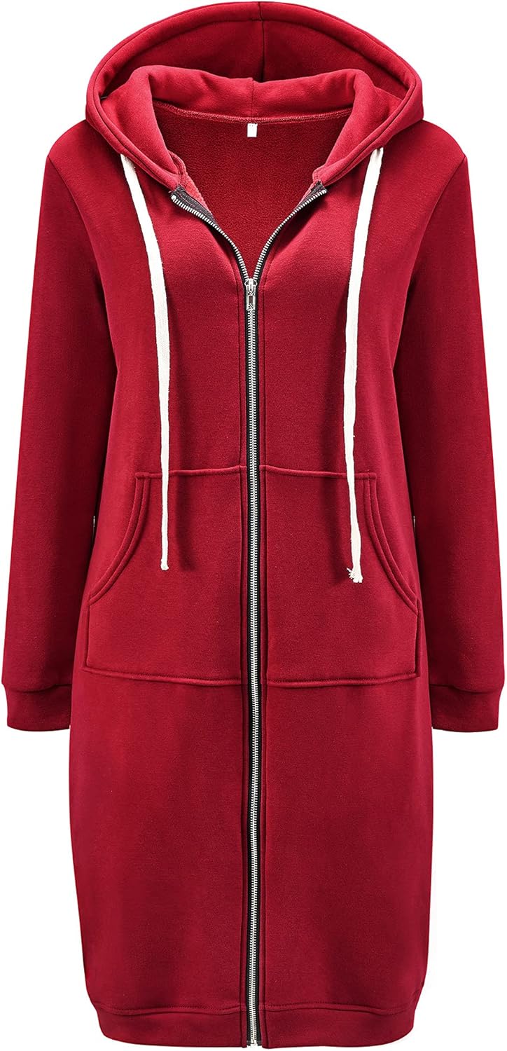 DUOYANGJIASHA Womens Hoodies 2025 Zip Up Sweatshirts Oversized Fashion Long Hooded Fall Winter Fleece Jackets with Pockets