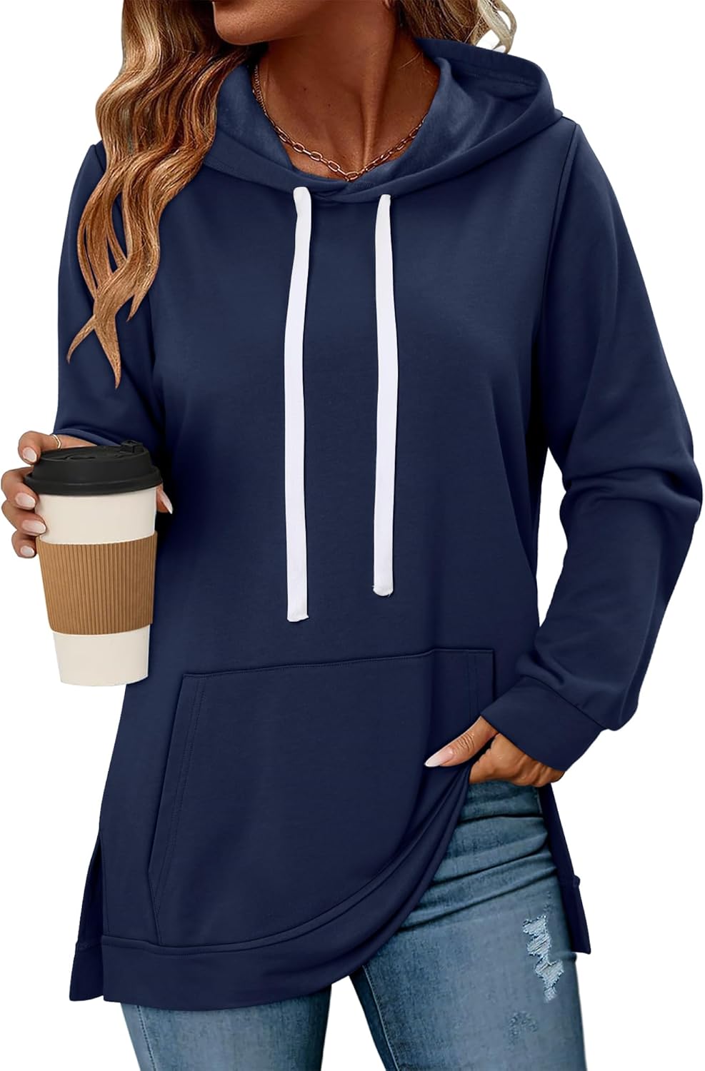 KISSMODA Womens Casual Hoodies Long Sleeve Sweatshirts Comfy Pullover Fleece Sweaters Winter Fall Outfits Fashion Clothes