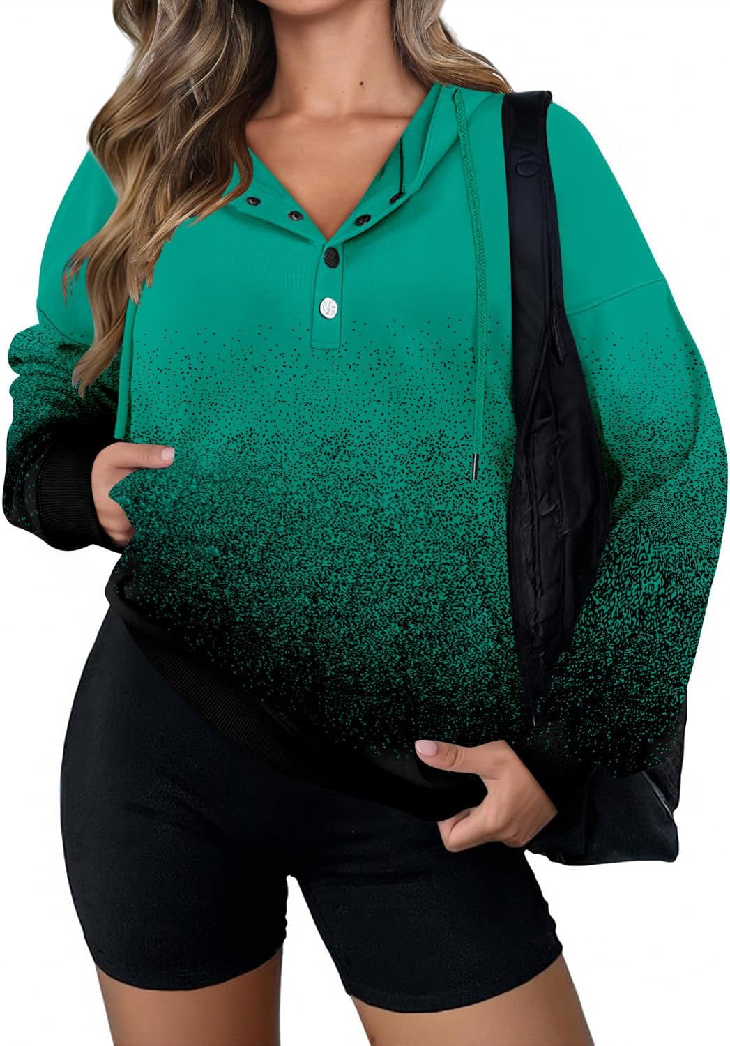 VIEACTIVEWEAR Hoodie for Women Tie Dye Sweatshirt Button Down Tops Casual Long Sleeve Oversize Pullover