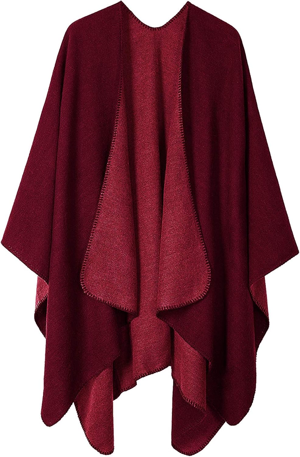 Bestshe Women's Boho Open Front Poncho Knitted Plaid Shawl Wrap Cape Tassel Cardigan Sweater