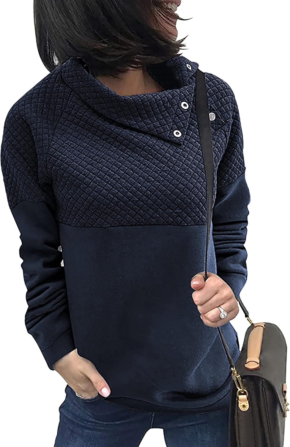 BTFBM Women Fashion Quilted Pattern Lightweight Zipper Long Sleeve Plain Casual Ladies Sweatshirts Pullovers Shirts Tops