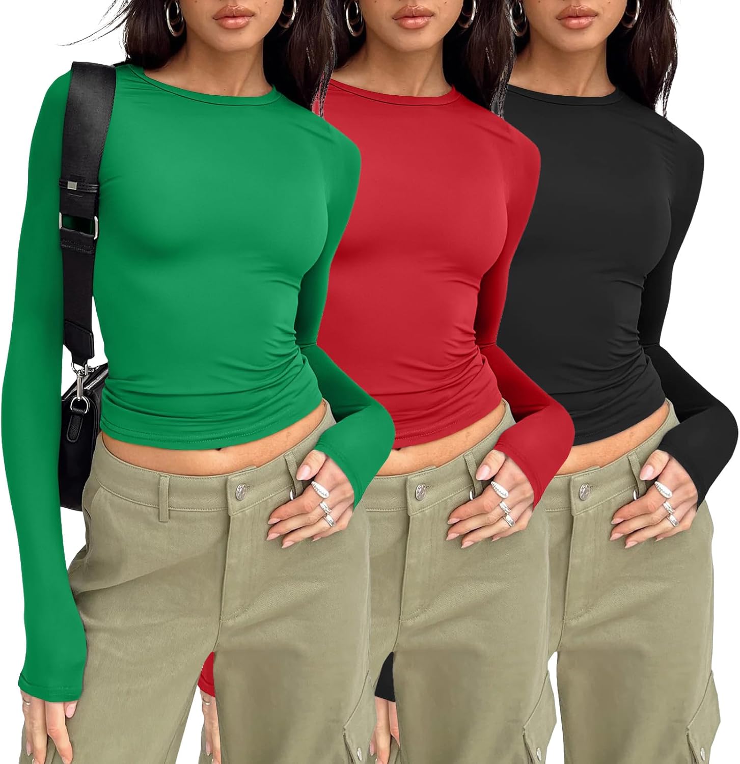 AUTOMET 3 Pack Womens Long Sleeve T Shirts Fall Fashion Basic Going Out Crop Tops Slim Fitted Winter Clothes 2025