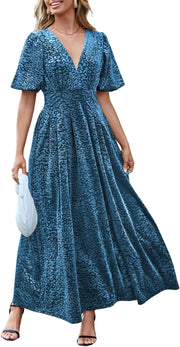 Sissyaki Women's Velvet Formal Dresses for Wedding Guest 2025 Fall Winter Dress