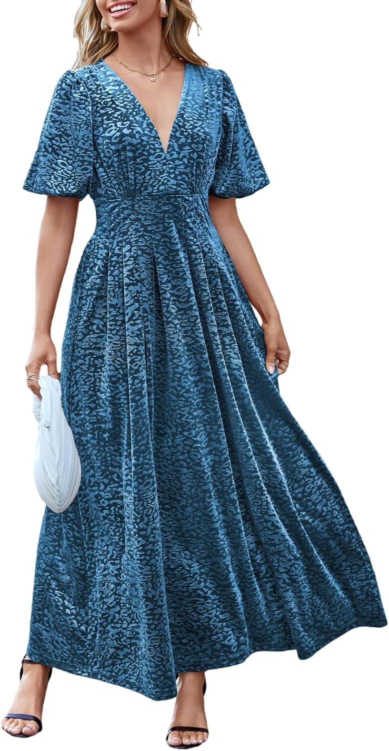 Sissyaki Women's Velvet Formal Dresses for Wedding Guest 2025 Fall Winter Dress