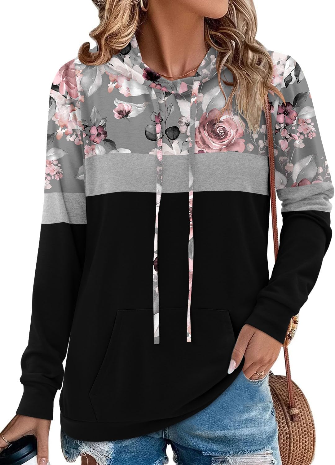 Angerella Hoodies for Women Camo Leopard Print Tops Pullover Hooded Sweatshirt Drawstring with Pocket