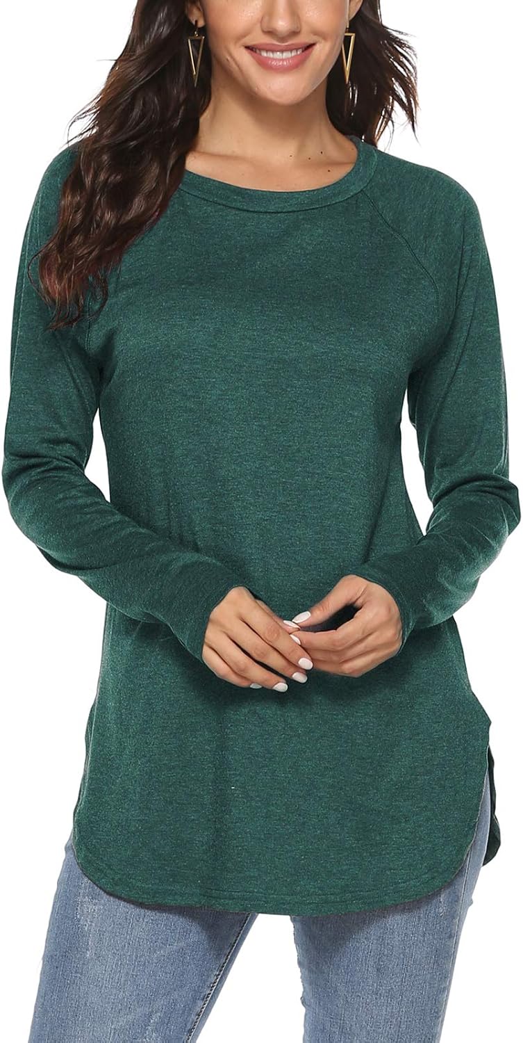 Newchoice Women's Casual Batwing Long Sleeve T Shirt Round Neck Basic Loose Tunic Tops