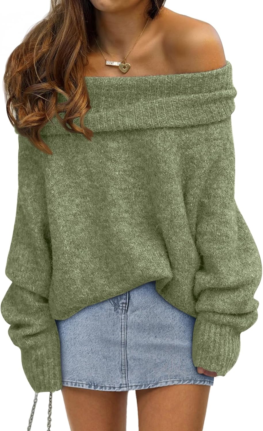 LILLUSORY Womens Off The Shoulder Sweater Oversized Batwing Sleeve Loose Pullover Sweaters Tops