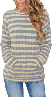 Womens Long Sleeve Shirts Kangaroo Pocket Fashion Hoodies Fall Pullover Sweatshirts