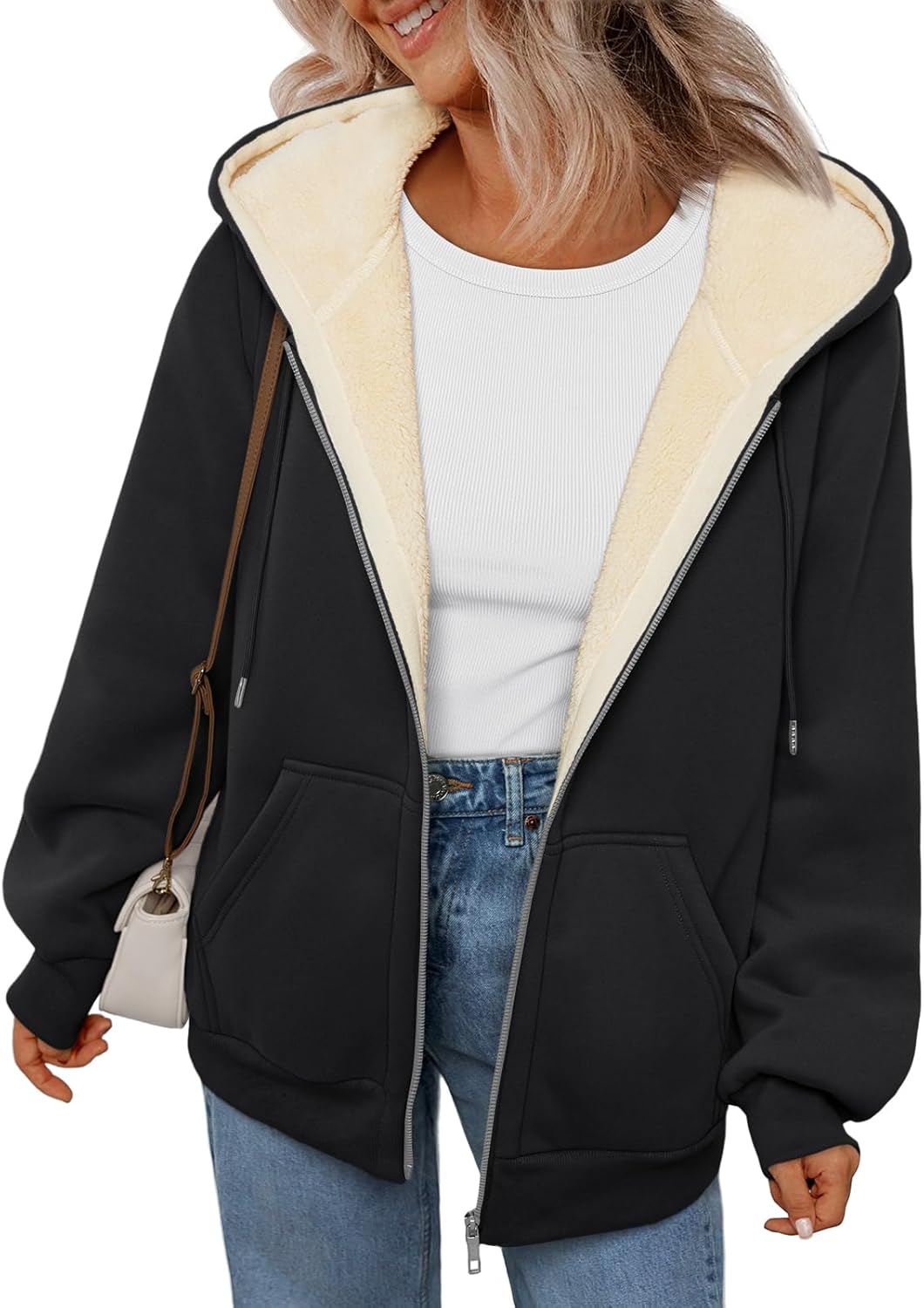 Trendy Queen Zip Up Hoodies for Women Fleece Lined Jackets Winter Coats Long Sleeve Sweatshirts Pullover Fall Clothes