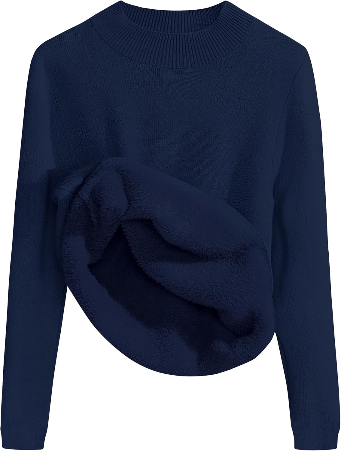 ZESICA Women's Fleece Sherpa Lined Sweater 2025 Winter Thermal Shirts Long Sleeve Mock Neck Slim Fitted Pullover Tops