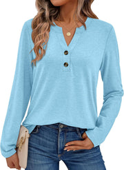 AUTOMET Women's Long Sleeve Shirts 2025 Fall Fashion Dressy Casual Tops Trendy Henley Blouses Cute Work Outfits Clothes