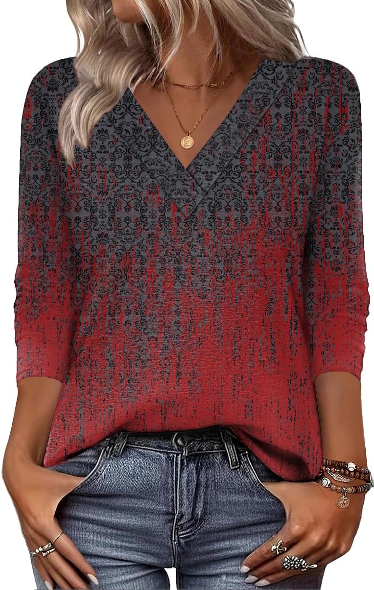 Zeagoo Women Long Sleeve Tops Dressy Casual V Neck Tshirts Basics Tee 2025 Fall Trendy Clothes S-2XL