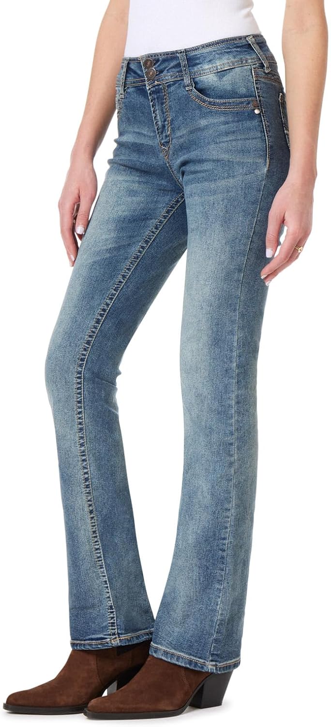 WallFlower Luscious Curvy Bootcut Jeans for Women, Mid-Rise Insta Stretch Denim, Size-Inclusive Juniors Jeans, Sizes 0 to 24