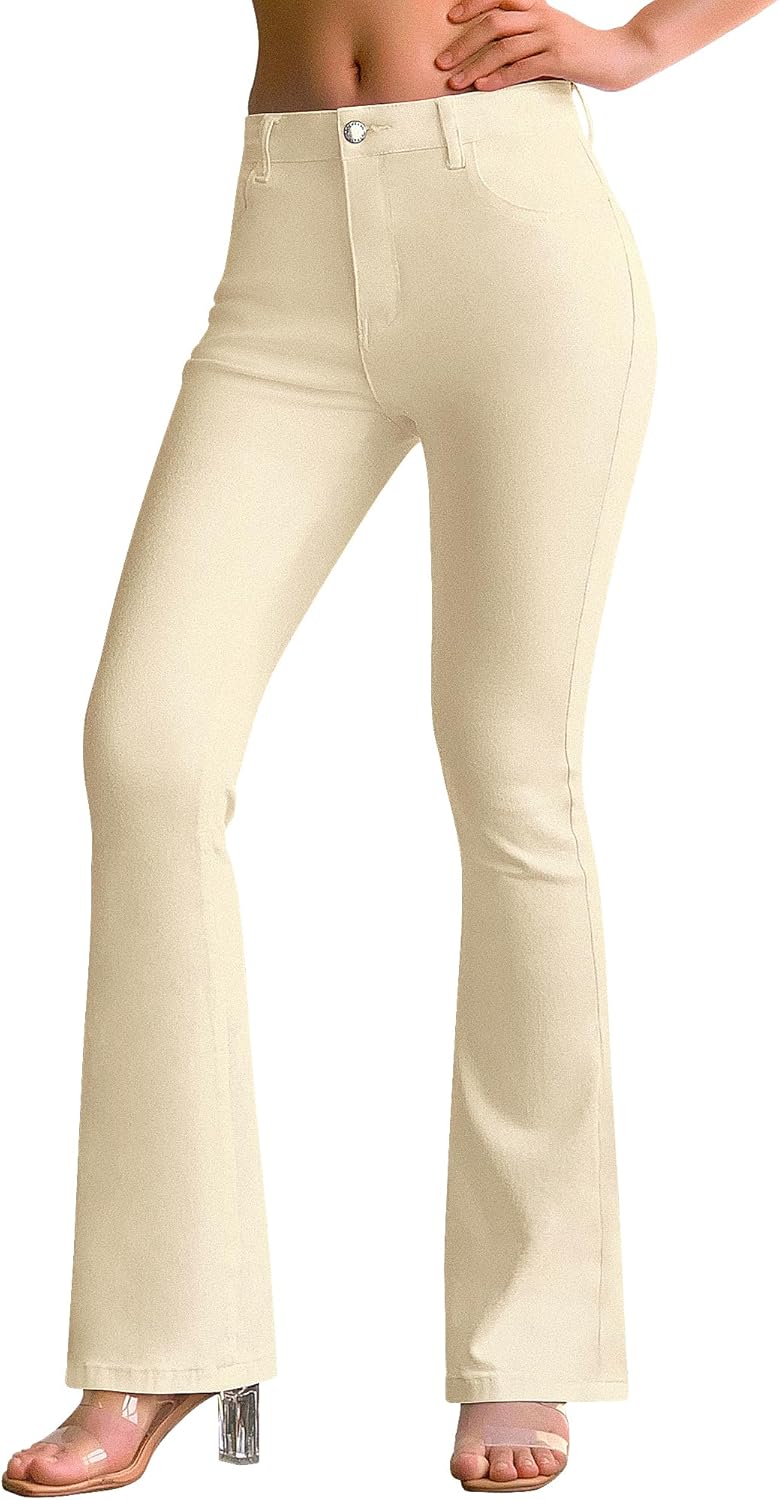 roswear Women's Trendy Stretchy Flare Jeans Mid Rise Bootcut Curvy Denim Pants