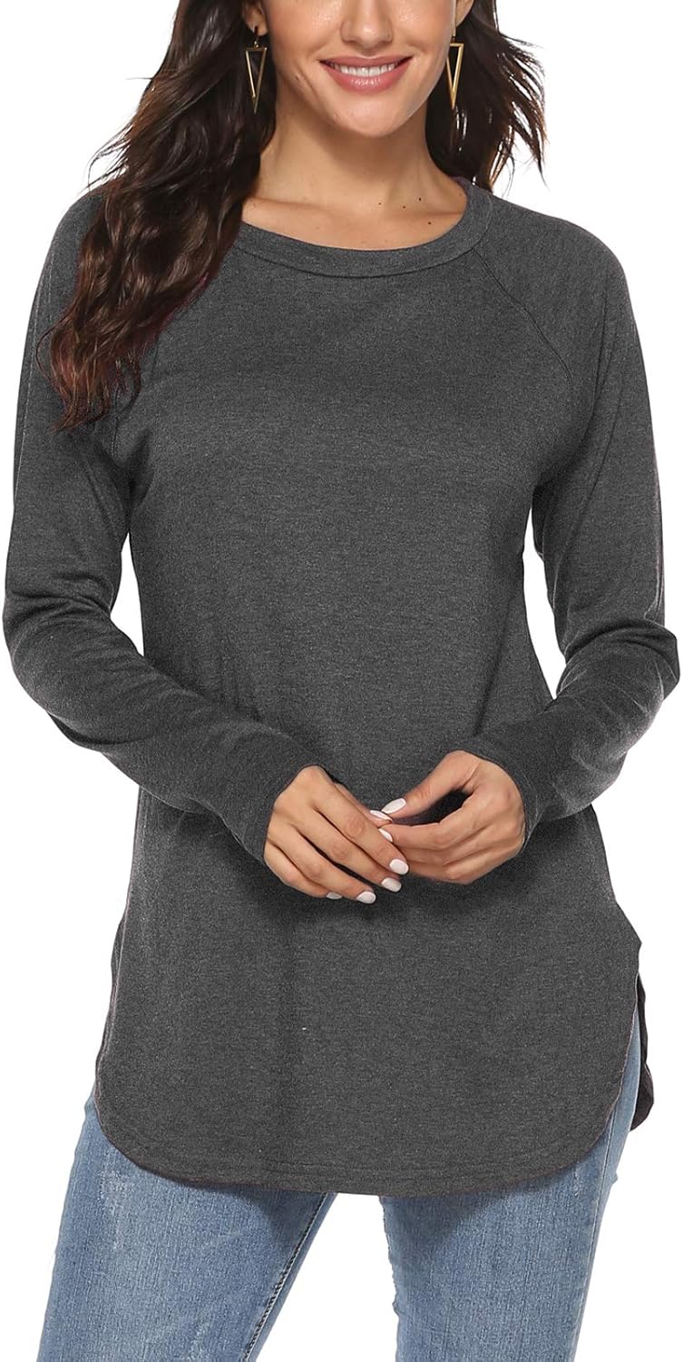 Newchoice Women's Casual Batwing Long Sleeve T Shirt Round Neck Basic Loose Tunic Tops