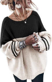 Oversized Sweaters for Women Trendy Chunky Batwing Long Sleeve Casual Crewneck Ribbed Pullover Tunic Sweater