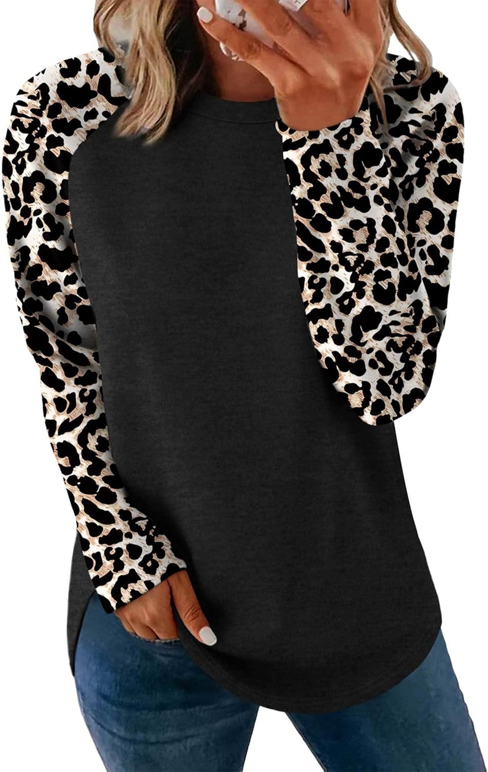 SAMPEEL Sweatshirt for Women Long Sleeve Shirts Crewneck Sweaters Fall Fashion Outfits 2025 Trendy Tunic Tops Plus Size