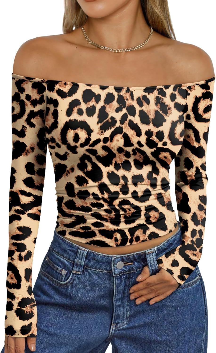 Trendy Queen Womens Long Sleeve Off The Shoulder Tops Going Out Cute Basic Y2K Fall Fashion 2025 Outfits Clothes