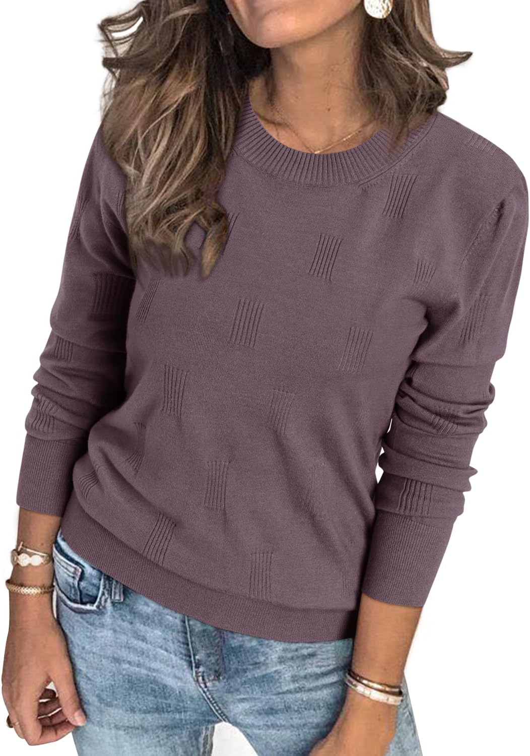 Arach&Cloz Women's Soft Knit Sweater Fall Dressy Casual Pullover Tops