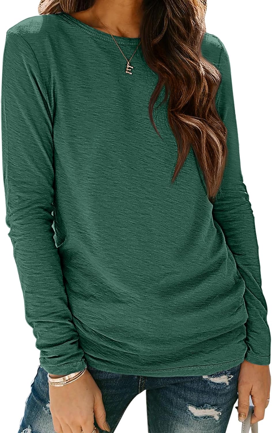 ATHMILE Womens Long Sleeve Shirts Basic Tee Fall Trendy Spring Top Business Casual Beach Vacation Workout 2025 Fashion