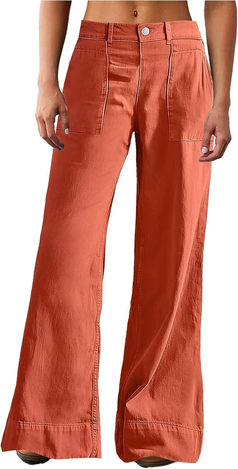 Flamingals Wide Straight Leg Mid Rise Baggy Pocket Denim Jeans Without Belt