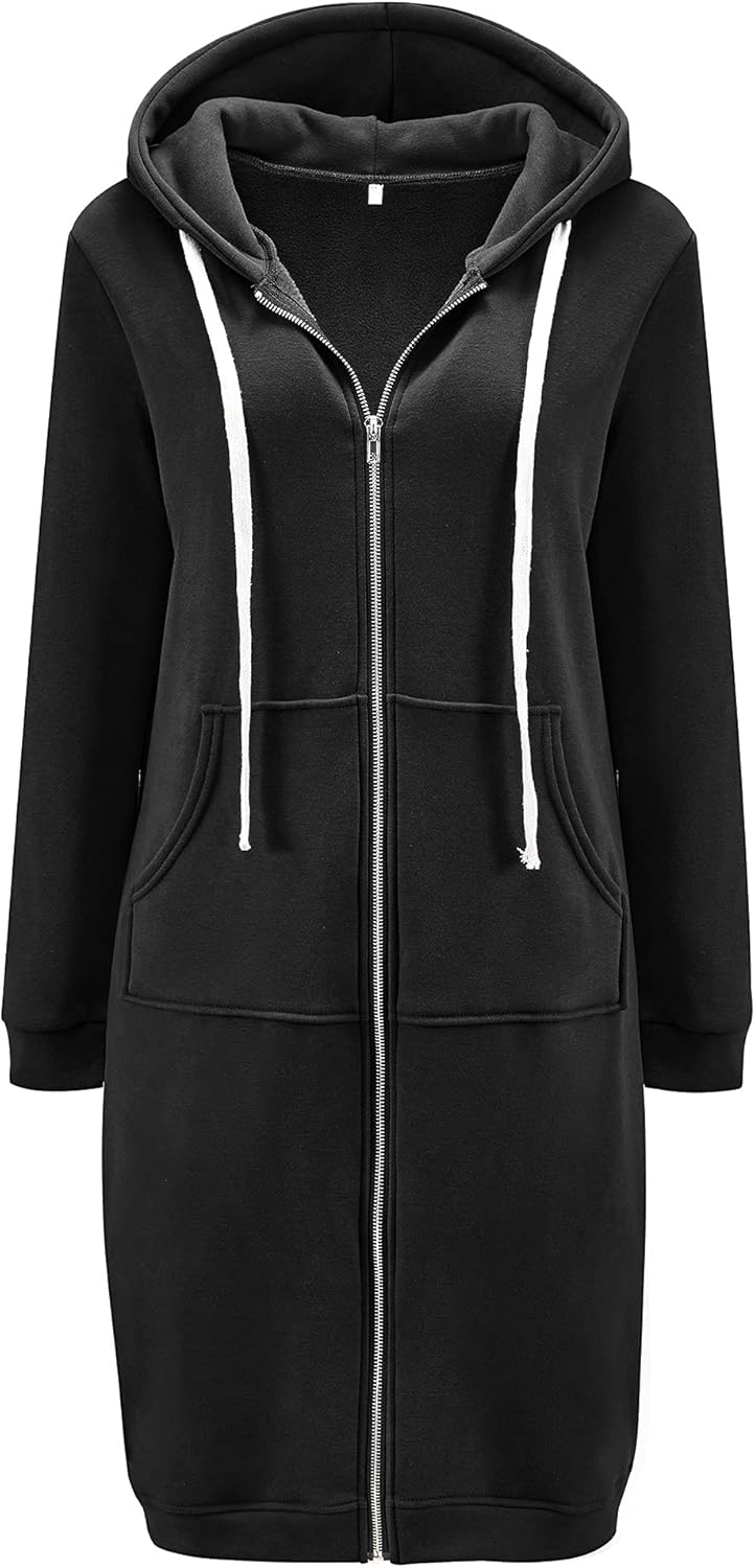 DUOYANGJIASHA Womens Hoodies 2025 Zip Up Sweatshirts Oversized Fashion Long Hooded Fall Winter Fleece Jackets with Pockets