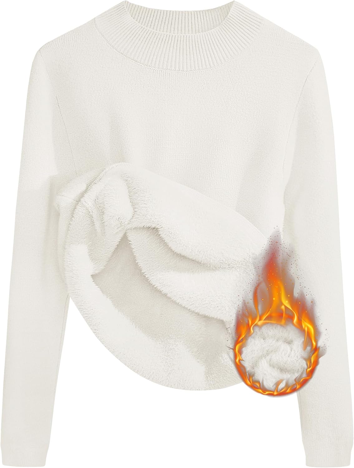 ZESICA Women's Fleece Sherpa Lined Sweater 2025 Winter Thermal Shirts Long Sleeve Mock Neck Slim Fitted Pullover Tops