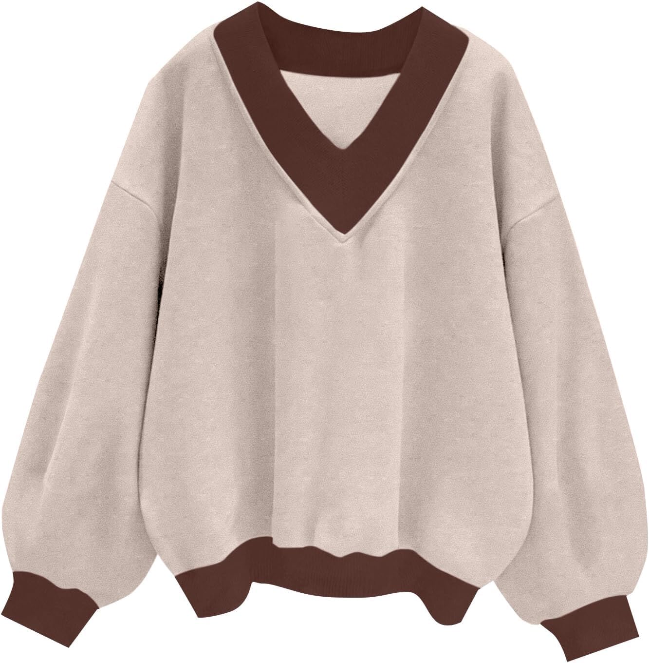 Remidoo Oversized Sweatshirt for Women V Neck Sweatshirts Casual Fleece Long Sleeve Pullover Top