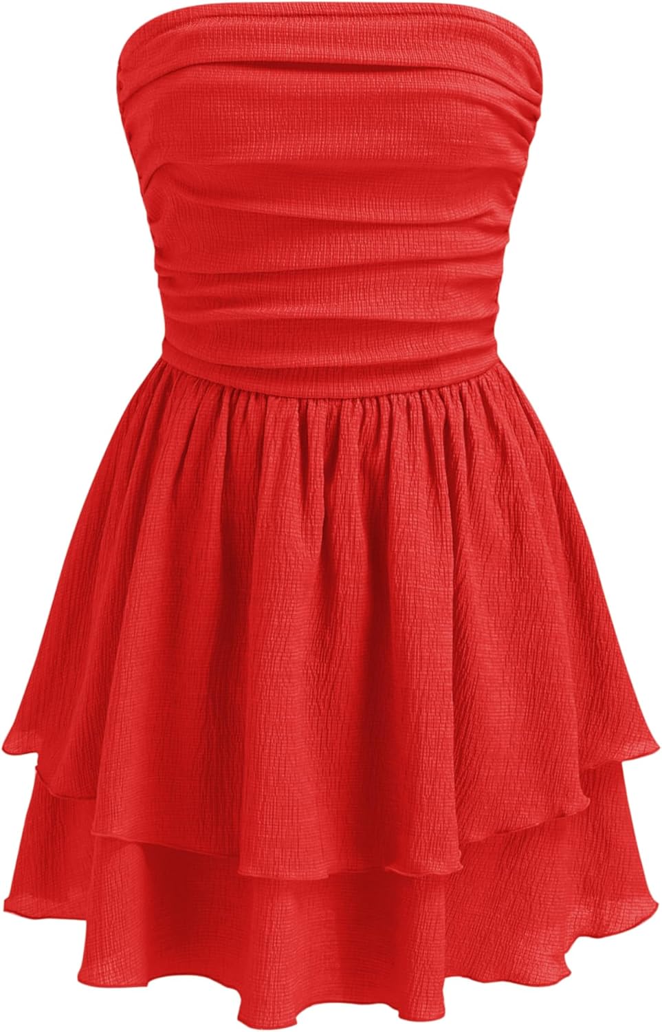 CIDER Women's Summer Cocktail Dress - Tube Ruched Ruffle Mini Dress