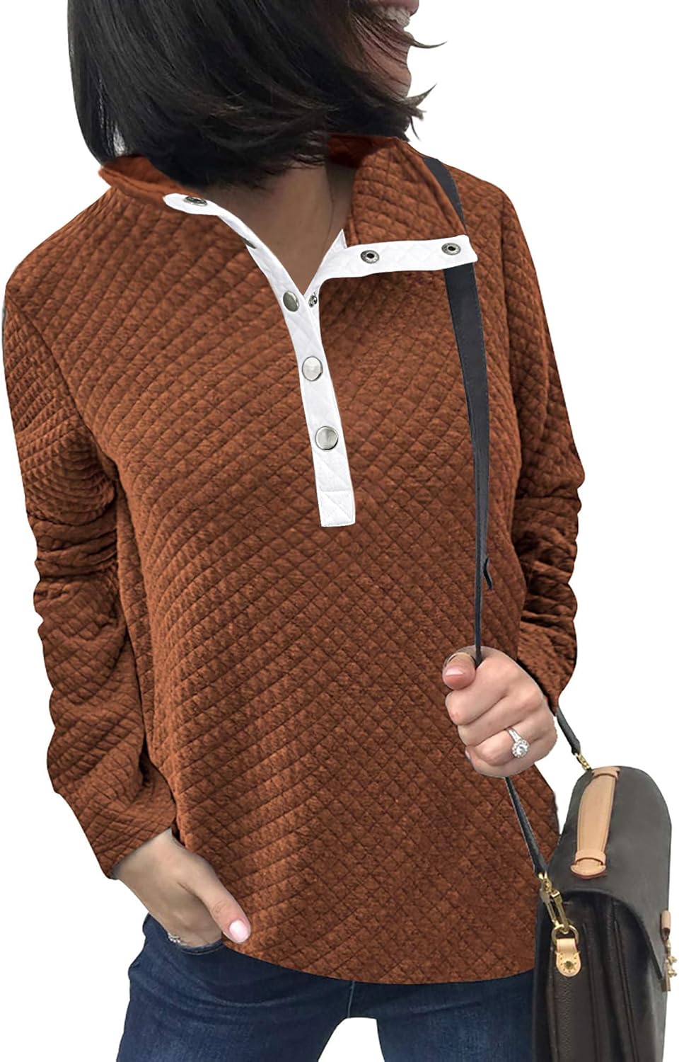 BTFBM Women Fashion Quilted Pattern Lightweight Zipper Long Sleeve Plain Casual Ladies Sweatshirts Pullovers Shirts Tops