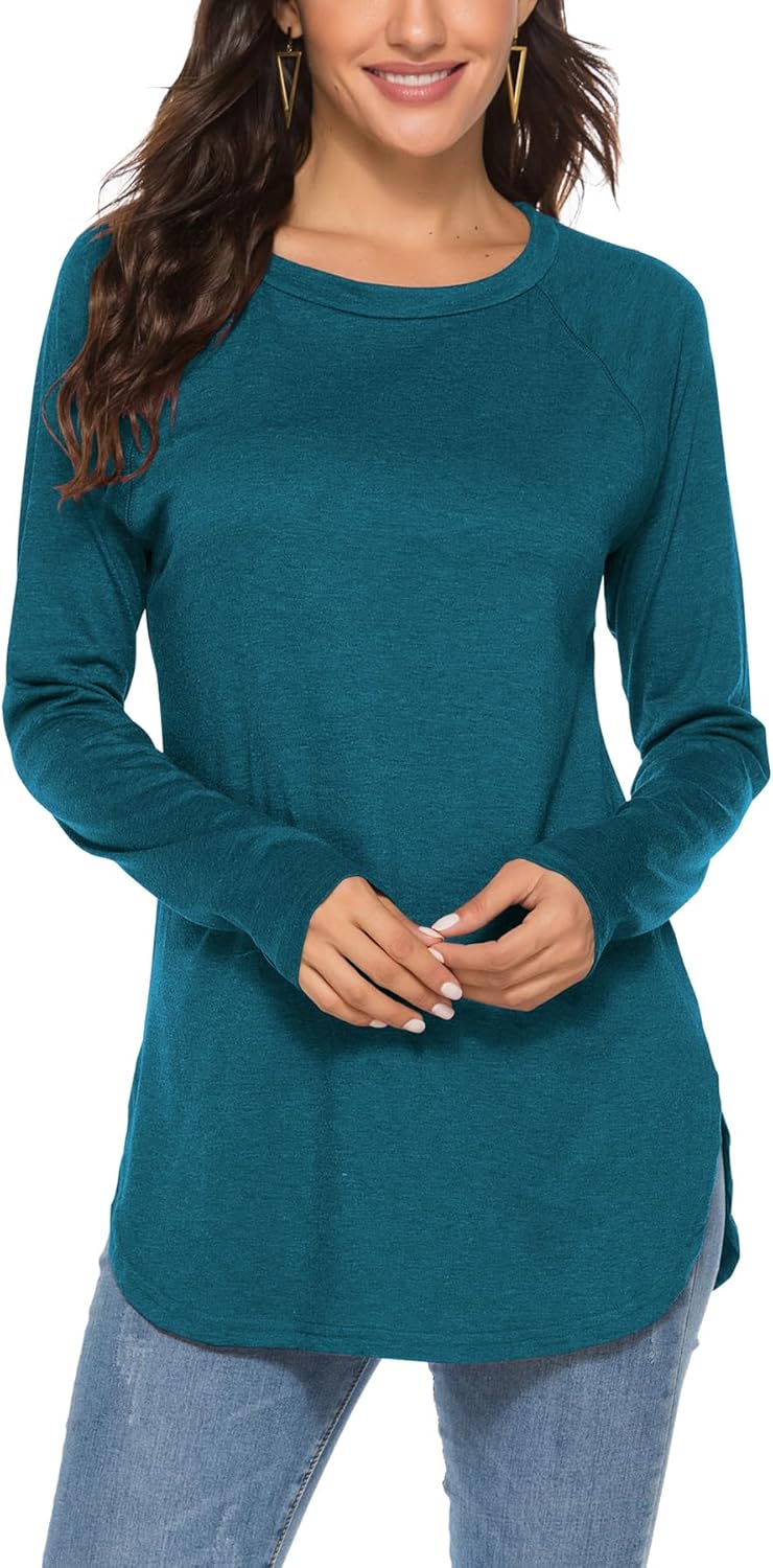 Newchoice Women's Casual Batwing Long Sleeve T Shirt Round Neck Basic Loose Tunic Tops